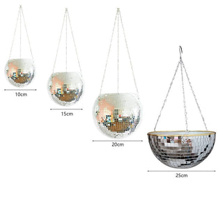 Disco Ball Hanging Flower Pot For Indoor Plants Bohemian Style Flower Planter Pots Rope Mirror Hanging Basket Garden Decor Vase ALODIA STORE