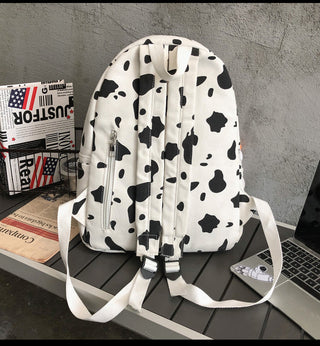 Cute Milk Cow Printing Women's Backpack Canvas Travel Mochila Women School Bag for Teenager Girls Fashion Rucksack Wholesale ALODIA STORE