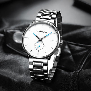 CRRJU Mens Watches Stainless Steel Men's Wrist Watch Casual Luxury Waterproof Sport Watch for Men Quartz Watch Relogio Masculino ALODIA STORE
