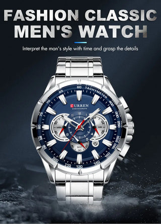 Curren Men’s Watches Top Brand Luxury Chronograph Quartz Men Watch Waterproof Sport Wrist Watch Men Stainless Steel Male Clock ALODIA STORE