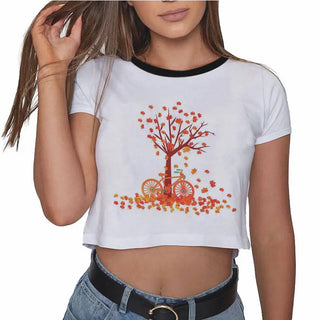 Summer fashion Harajuku Sexy tank Crop Top White T Shirt Clothes Women Cute Korean Style Graphic printed Croptop Short sleeve ALODIA STORE