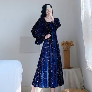 Dress Female Casual Long Sleeve Flroal Midi Dress ALODIA STORE