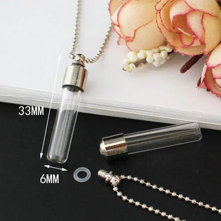 2PCS Glass Locket Urn Jewelry Cremation Jewelry Urn Necklace for Ashes Fillable vials Necklaces Blood Vial Necklace ALODIA STORE