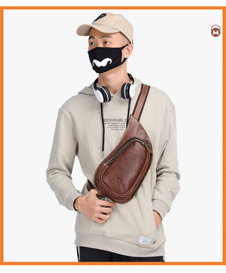 BULLCAPTAIN Leather Crossbody Bag Men Crazy Horse Leather Chest Bags New Fashion Multi-function card bag's mobile phone bages ALODIA STORE