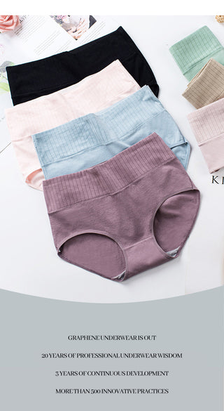 Cotton  Underwear Panties High Waist Briefs Solid Color Breathable Underpants Seamless Soft Lingerie Girls Fashion Briefs ALODIA STORE