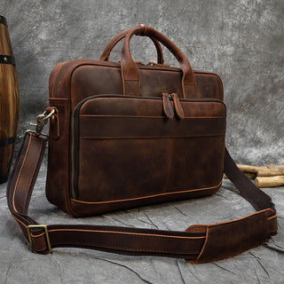 MAHEU Retro Laptop Briefcase Bag Genuine Leather Handbags Casual 15.6 Pad Bag Daily Working Tote Bags Men Male bag for documents ALODIA STORE