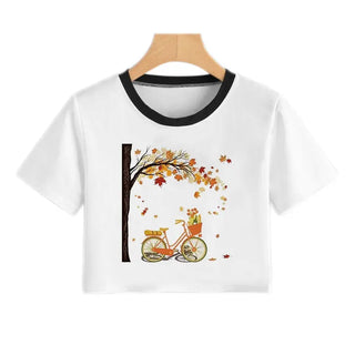 Summer fashion Harajuku Sexy tank Crop Top White T Shirt Clothes Women Cute Korean Style Graphic printed Croptop Short sleeve ALODIA STORE
