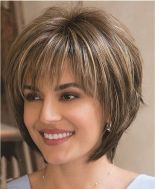 WHIMSICAL W Synthetic Women Mixed Blonde Brown Short Wigs Natural Hair Wigs Heat Resistant Hair Wig for Women ALODIA STORE