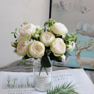 Artificial Flowers Peony Bouquet Silk Rose Vase for Home Decor Garden Wedding Decorative Fake Plants Christmas Garland Material ALODIA STORE