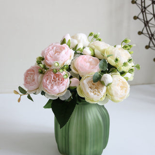 Artificial Flowers Peony Bouquet Silk Rose Vase for Home Decor Garden Wedding Decorative Fake Plants Christmas Garland Material ALODIA STORE