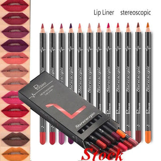 6 12Pcs/Set Waterproof Pencil Lipstick Set Pen Matte Lip Liner Long Lasting Makeup Pens Easy to Wear Non-stick Cup карандаш для ALODIA STORE