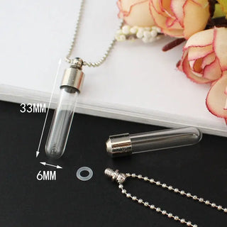 2PCS Glass Locket Urn Jewelry Cremation Jewelry Urn Necklace for Ashes Fillable vials Necklaces Blood Vial Necklace ALODIA STORE