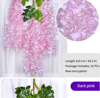 12Pcs Wisteria Artificial Flower Rattan Wreath Arch Wedding Home Garden Office Decoration pendant Plant Wall Decoration ALODIA STORE