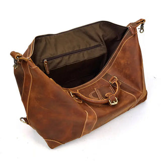 100% Genuine Crazy Horse Leather Men Travel Bags With Rivet Big HandBag For Male Cowhide Duffel Bag Mans Travelling Bag luxury ALODIA STORE