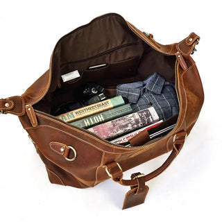 100% Genuine Crazy Horse Leather Men Travel Bags With Rivet Big HandBag For Male Cowhide Duffel Bag Mans Travelling Bag luxury ALODIA STORE