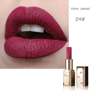 Pudaier Matte Lipstick Waterproof Lip Makeup 26 Colors Long Lasting Moisturizer Lip Tint Korean Black Velvet Nude Matte Lipstick - Alodia Store