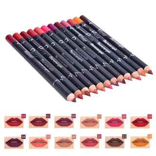 6 12Pcs/Set Waterproof Pencil Lipstick Set Pen Matte Lip Liner Long Lasting Makeup Pens Easy to Wear Non-stick Cup карандаш для ALODIA STORE