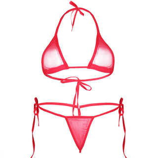 Women Lingerie Set Women's Sheer Extreme Bikini Halterneck Top and Tie Sides Micro Thong Sexy Holiday Summer Beach Bra Sets ALODIA STORE