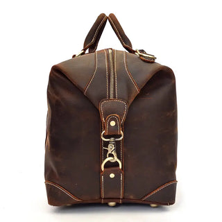 100% Genuine Crazy Horse Leather Men Travel Bags With Rivet Big HandBag For Male Cowhide Duffel Bag Mans Travelling Bag luxury ALODIA STORE