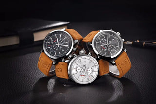 BENYAR Brand Sport Men Watch Top Brand Luxury Male Leather Waterproof Chronograph Quartz Military Wrist Watch Men Clock saat ALODIA STORE