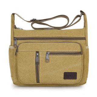 Men Canvas Shoulder Bag Multifunction Casual Travel Crossbody Bags Vintage Solid Zipper Men Messenger Top-handle Handbags ALODIA STORE