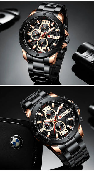 CURREN Men Watch Top Brand Stainless Steel Mens Watches Chronograph Quartz Watch Men Sports Clock Relogio Masculino Reloj Hombr ALODIA STORE
