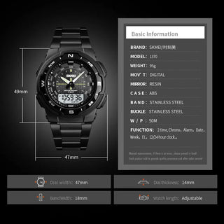 SKMEI Watch Men's Watch Fashion Sport Watches Stainless Steel Strap Mens Watches Stopwatch Chronograph Waterproof Wristwatch Men ALODIA STORE