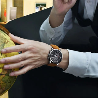 BENYAR Brand Sport Men Watch Top Brand Luxury Male Leather Waterproof Chronograph Quartz Military Wrist Watch Men Clock saat ALODIA STORE