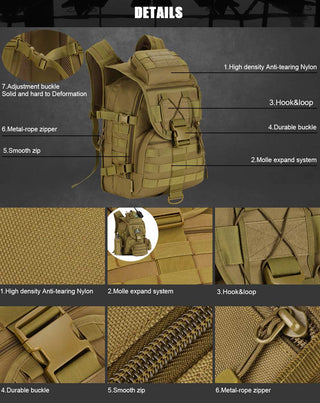 40L Large Capacity Man Army Tactics Backpacks Military Assault Bags 900D Waterproof Molle Travel Bag Mochila Tactica ALODIA STORE