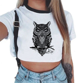 Summer fashion Harajuku Sexy tank Crop Top White T Shirt Clothes Women Cute mouse printed Croptop Short sleeve ALODIA STORE