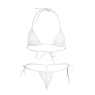 Women Lingerie Set Women's Sheer Extreme Bikini Halterneck Top and Tie Sides Micro Thong Sexy Holiday Summer Beach Bra Sets ALODIA STORE