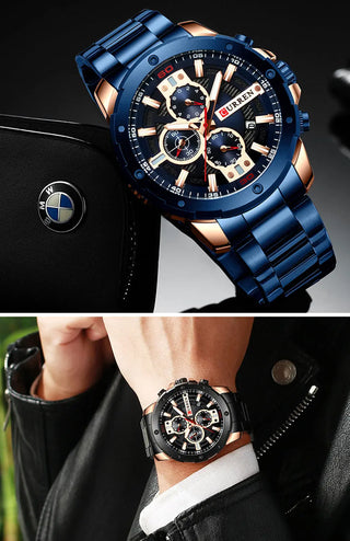CURREN Men Watch Top Brand Stainless Steel Mens Watches Chronograph Quartz Watch Men Sports Clock Relogio Masculino Reloj Hombr ALODIA STORE