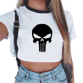 Summer fashion Harajuku Sexy tank Crop Top White T Shirt Clothes Women Cute mouse printed Croptop Short sleeve ALODIA STORE