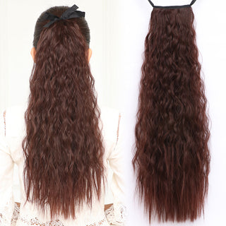 Allaosify Long Straight Clip In Hair Fake Hair Ponytail Hairpiece With Hairpins Synthetic Hair Pony Tail Brown Hair Extensions ALODIA STORE