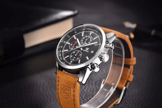BENYAR Brand Sport Men Watch Top Brand Luxury Male Leather Waterproof Chronograph Quartz Military Wrist Watch Men Clock saat ALODIA STORE