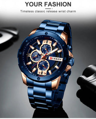 CURREN Men Watch Top Brand Stainless Steel Mens Watches Chronograph Quartz Watch Men Sports Clock Relogio Masculino Reloj Hombr ALODIA STORE