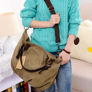 Women Canvas Messenger Bags Female Crossbody Bags Solid Shoulder Bag Fashion Casual Designer Female Handbag Large Capacity Tote ALODIA STORE