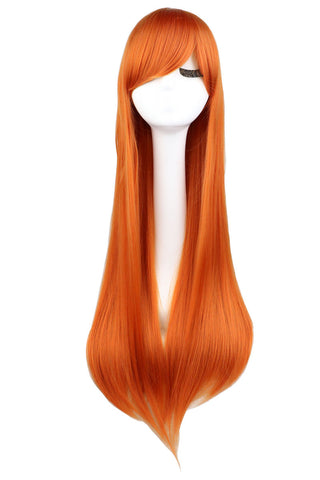 QQXCAIW Long Straight Cosplay Wig Black Purple Pink Blue Sliver Gray Blonde White Orange Brown Synthetic Hair Wigs ALODIA STORE