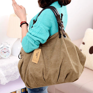 Women Canvas Messenger Bags Female Crossbody Bags Solid Shoulder Bag Fashion Casual Designer Female Handbag Large Capacity Tote ALODIA STORE