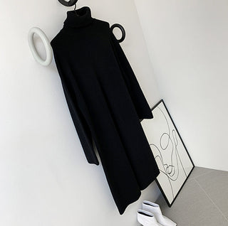 2023 Korean Style Turtleneck Long fall winter Sweater Dress Side split Female Pullover mujer sueteres ALODIA STORE