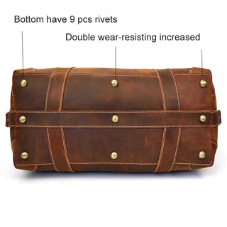 100% Genuine Crazy Horse Leather Men Travel Bags With Rivet Big HandBag For Male Cowhide Duffel Bag Mans Travelling Bag luxury ALODIA STORE