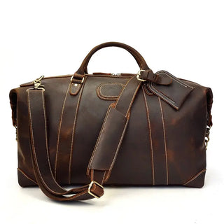 100% Genuine Crazy Horse Leather Men Travel Bags With Rivet Big HandBag For Male Cowhide Duffel Bag Mans Travelling Bag luxury ALODIA STORE