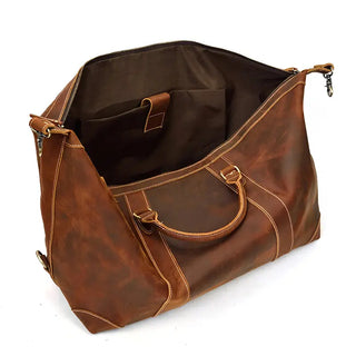 100% Genuine Crazy Horse Leather Men Travel Bags With Rivet Big HandBag For Male Cowhide Duffel Bag Mans Travelling Bag luxury ALODIA STORE