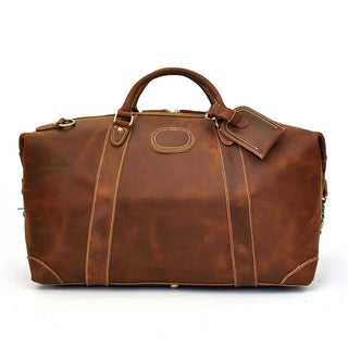 100% Genuine Crazy Horse Leather Men Travel Bags With Rivet Big HandBag For Male Cowhide Duffel Bag Mans Travelling Bag luxury ALODIA STORE