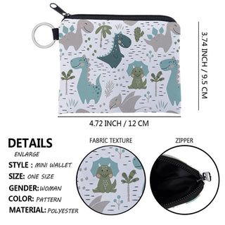 Cute dinosa printing waterproof Purse Card Key Pouch Small Zipper Coin Purse Card ALODIA STORE