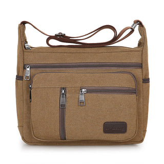 Men Canvas Shoulder Bag Multifunction Casual Travel Crossbody Bags Vintage Solid Zipper Men Messenger Top-handle Handbags ALODIA STORE