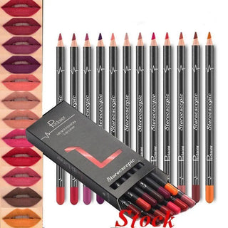 6 12Pcs/Set Waterproof Pencil Lipstick Set Pen Matte Lip Liner Long Lasting Makeup Pens Easy to Wear Non-stick Cup карандаш для ALODIA STORE