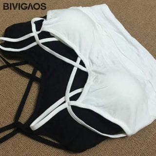 BIVIGAOS Summer New Modal Cotton Crossed Chest Top Crop Short Strappy Bra Cropped Feminino Sexy Crop Top Women Croptop Camisole ALODIA STORE
