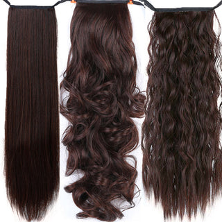 Allaosify Long Straight Clip In Hair Fake Hair Ponytail Hairpiece With Hairpins Synthetic Hair Pony Tail Brown Hair Extensions ALODIA STORE