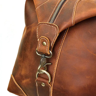 100% Genuine Crazy Horse Leather Men Travel Bags With Rivet Big HandBag For Male Cowhide Duffel Bag Mans Travelling Bag luxury ALODIA STORE